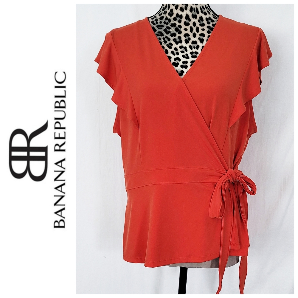 Banana Republic Orange Wrap Blouse